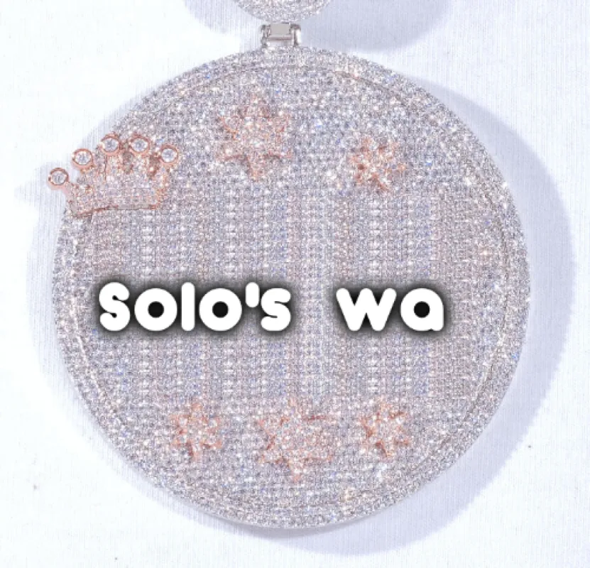 CUSTOM LETTER NECKLACE 3D BIG CROWN DISC sold by The GUU Shop