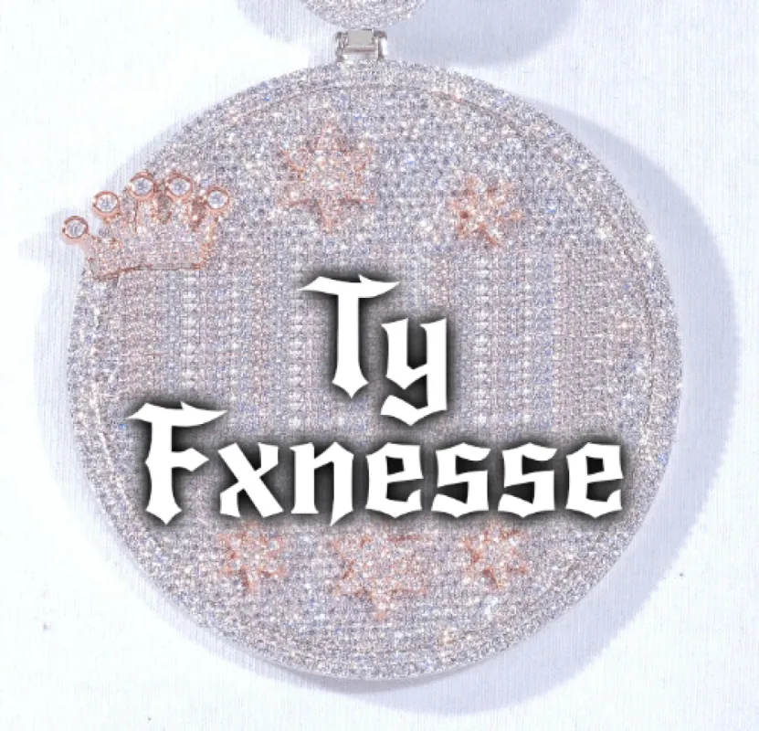 CUSTOM LETTER NECKLACE 3D BIG CROWN DISC sold by The GUU Shop