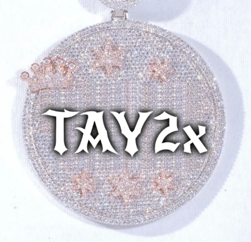 CUSTOM LETTER NECKLACE 3D BIG CROWN DISC sold by The GUU Shop