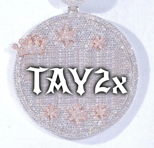 CUSTOM LETTER NECKLACE 3D BIG CROWN DISC sold by The GUU Shop