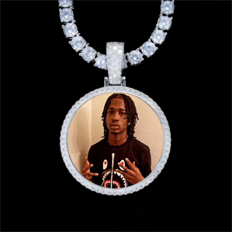 925S & VVS Moissanite 3D Circle Custom Picture Pendant sold by The GUU Shop