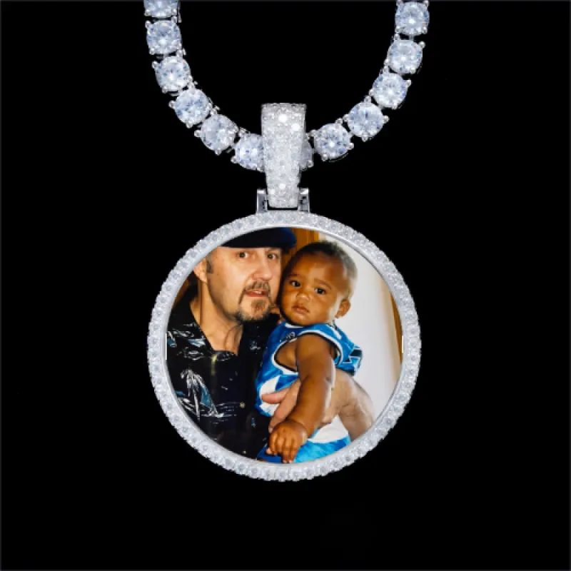 925S & VVS Moissanite 3D Circle Custom Picture Pendant sold by The GUU Shop