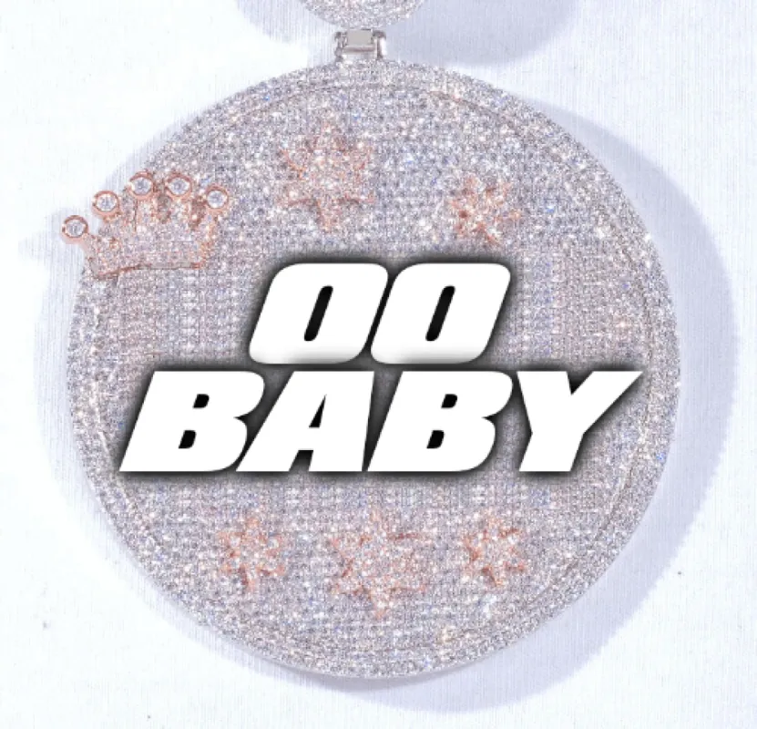 CUSTOM LETTER NECKLACE 3D BIG CROWN DISC sold by The GUU Shop