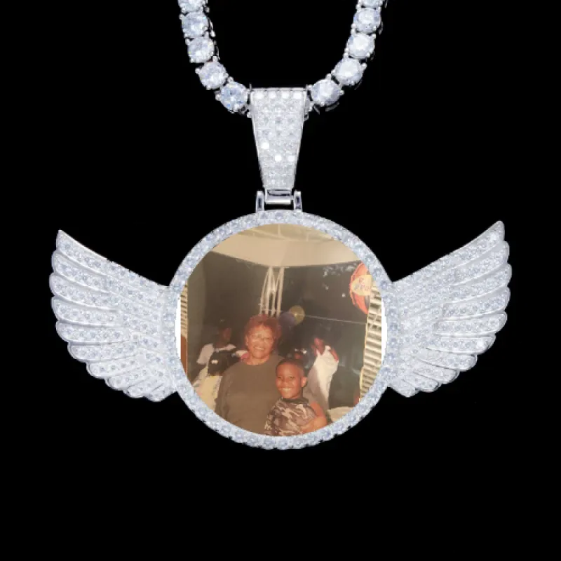 925S & VVS Moissanite 3D Wing Custom Picture Pendant sold by The GUU Shop