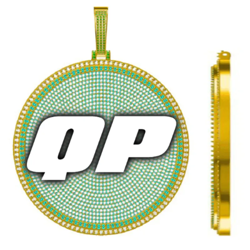 CUSTOM LETTER NECKLACE 3D BIG DISC sold by The GUU Shop