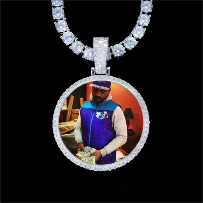 925S & VVS Moissanite 3D Circle Custom Picture Pendant sold by The GUU Shop