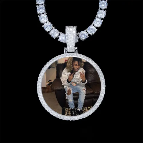 925S & VVS Moissanite 3D Circle Custom Picture Pendant sold by The GUU Shop
