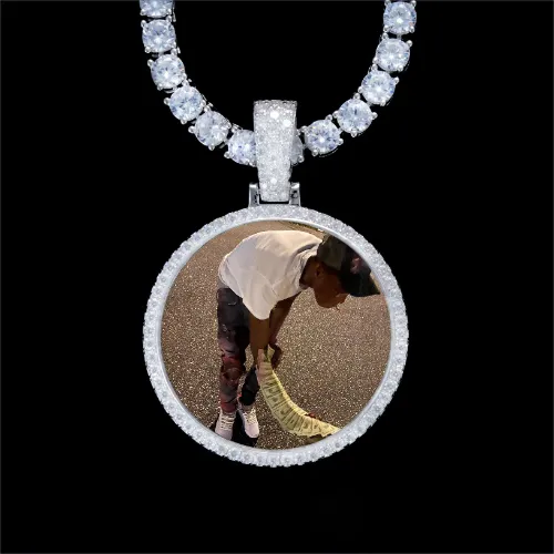 925S & VVS Moissanite 3D Circle Custom Picture Pendant sold by The GUU Shop