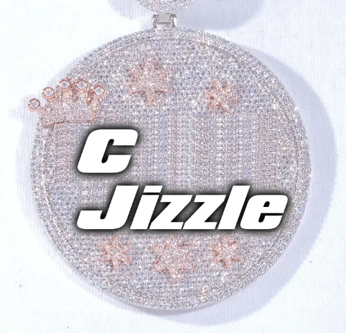 CUSTOM LETTER NECKLACE 3D BIG CROWN DISC sold by The GUU Shop