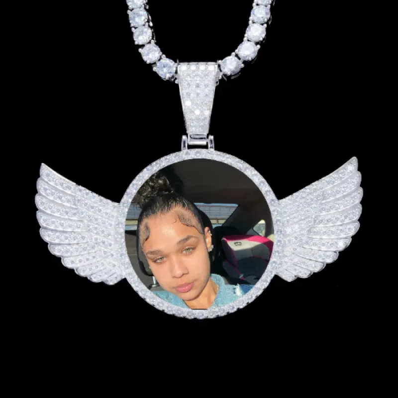 925S & VVS Moissanite 3D Wing Custom Picture Pendant made by The GUU Shop