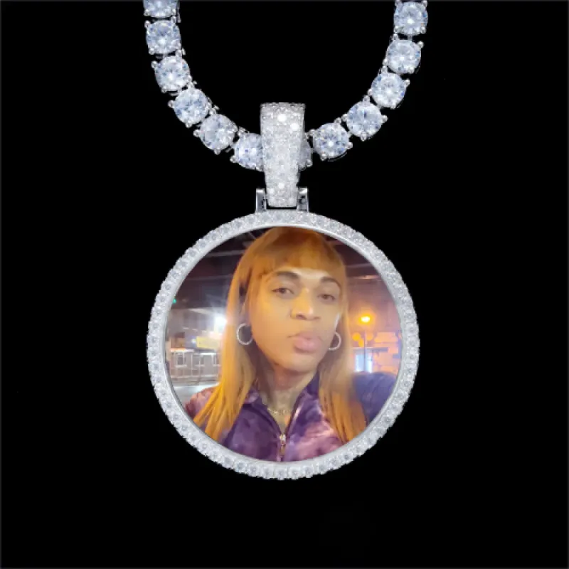 925S & VVS Moissanite 3D Circle Custom Picture Pendant sold by The GUU Shop