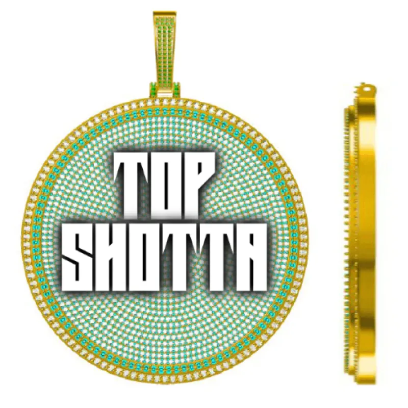 CUSTOM LETTER NECKLACE 3D BIG DISC sold by The GUU Shop