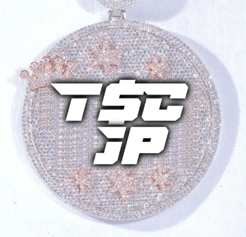 CUSTOM LETTER NECKLACE 3D BIG CROWN DISC sold by The GUU Shop