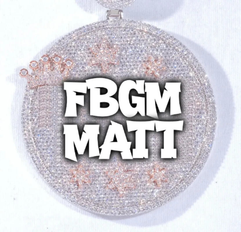 CUSTOM LETTER NECKLACE 3D BIG CROWN DISC sold by The GUU Shop