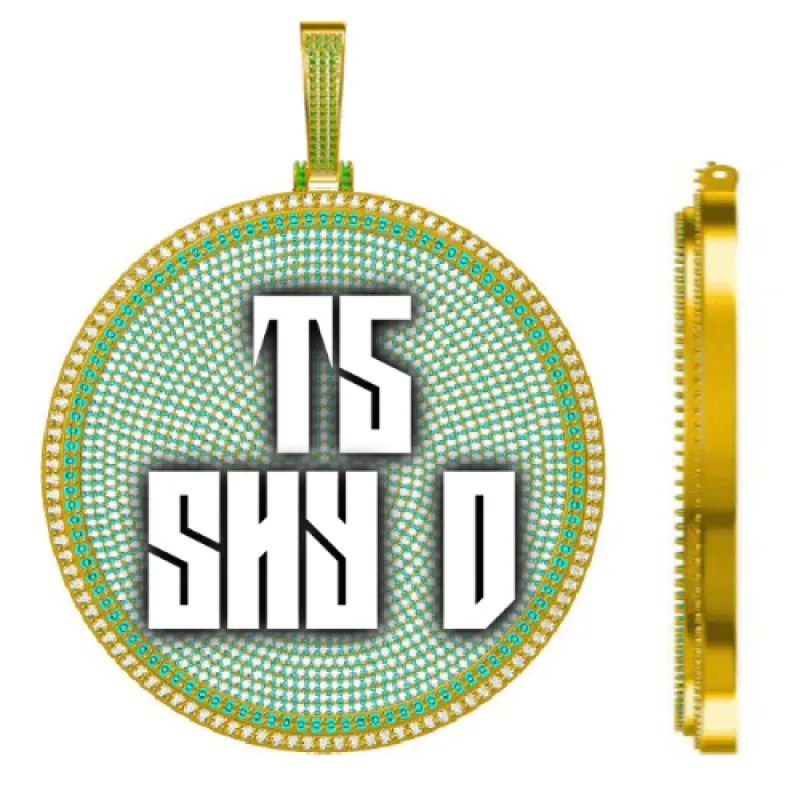 CUSTOM LETTER NECKLACE 3D BIG DISC sold by The GUU Shop