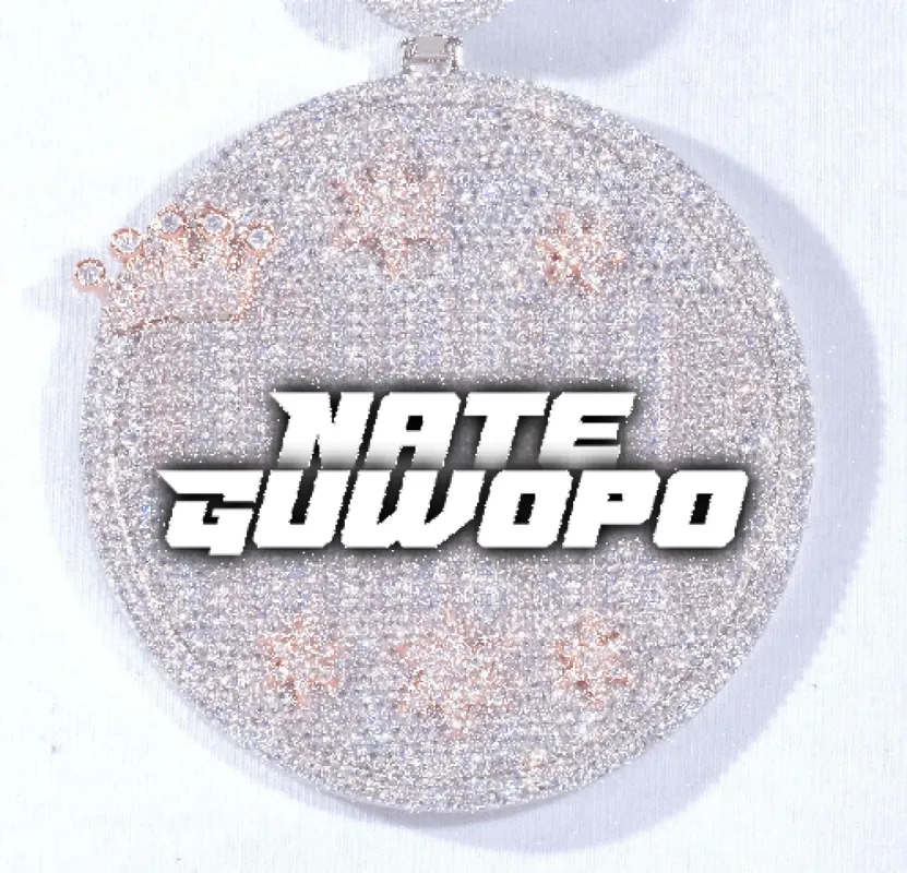 CUSTOM LETTER NECKLACE 3D BIG CROWN DISC sold by The GUU Shop