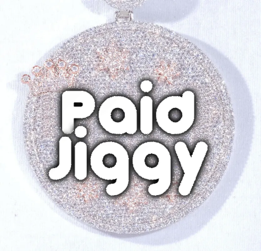 CUSTOM LETTER NECKLACE 3D BIG CROWN DISC sold by The GUU Shop