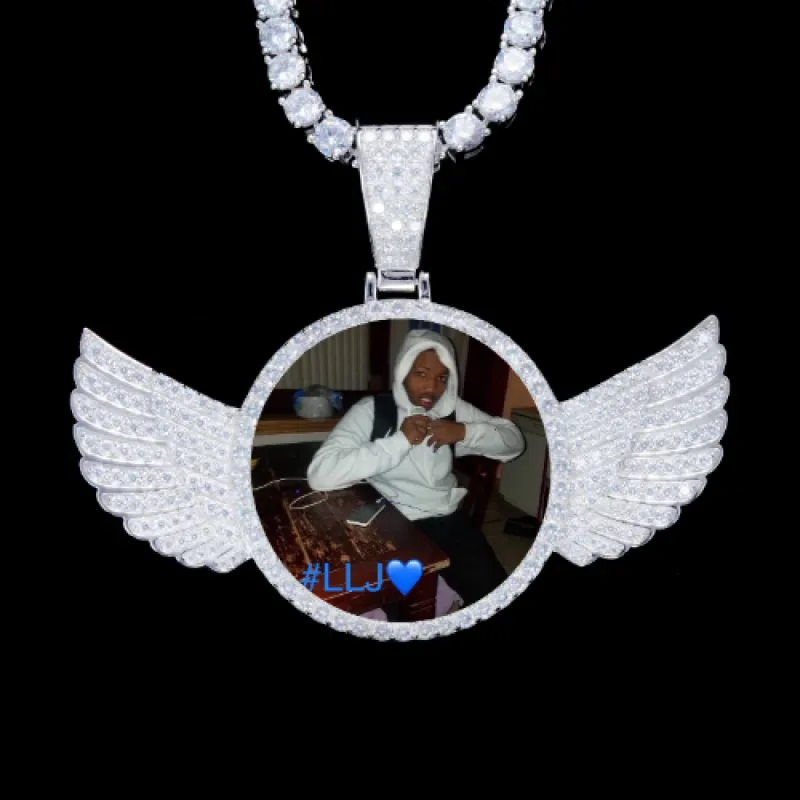 925S & VVS Moissanite 3D Wing Custom Picture Pendant sold by The GUU Shop