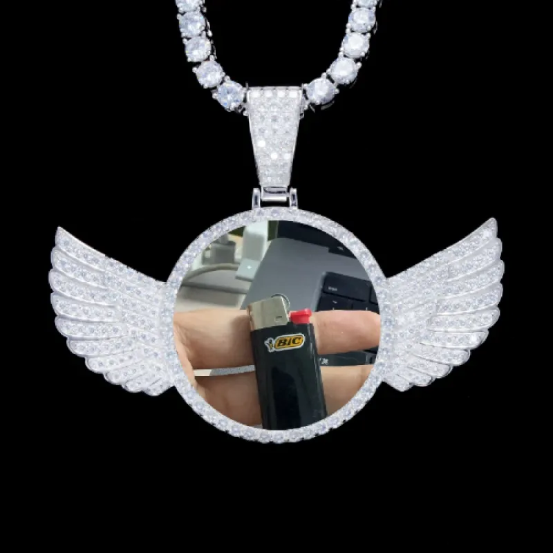 925S & VVS Moissanite 3D Wing Custom Picture Pendant sold by The GUU Shop
