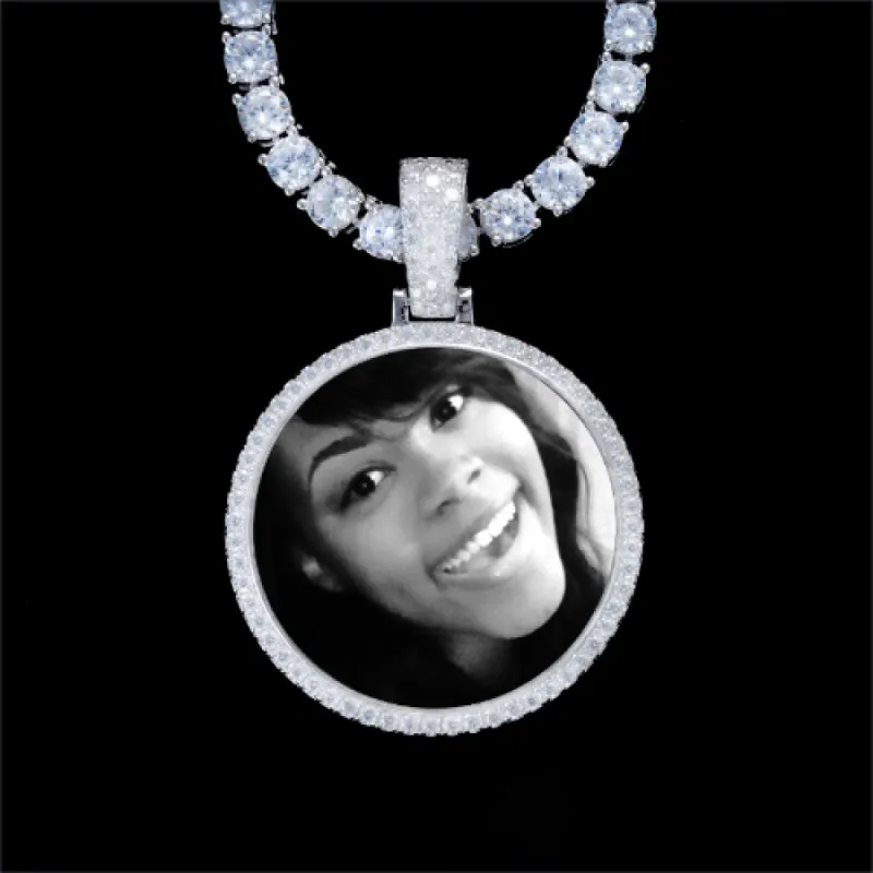 925S & VVS Moissanite 3D Circle Custom Picture Pendant sold by The GUU Shop