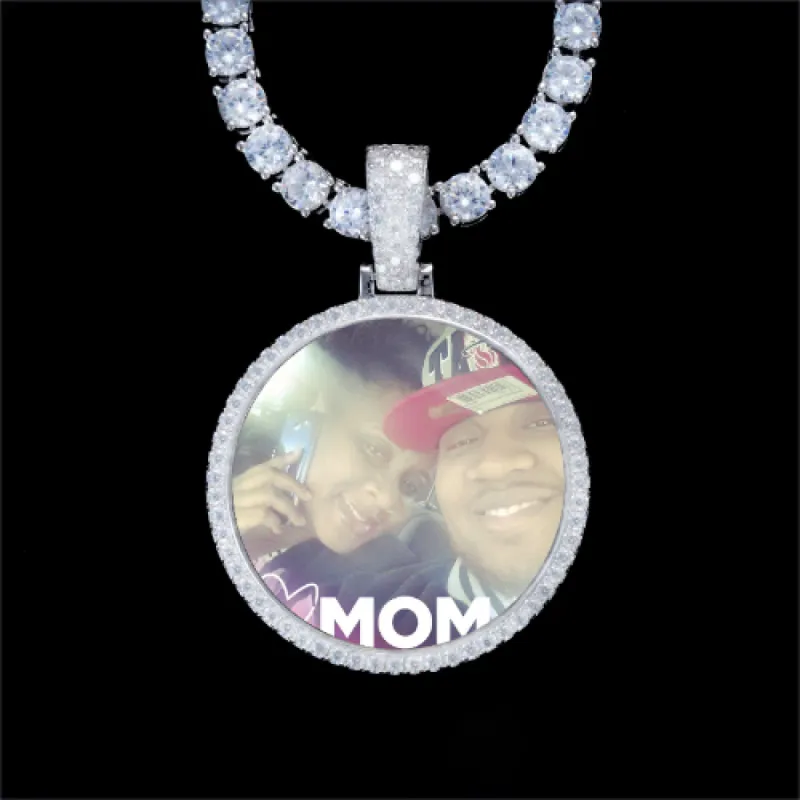 925S & VVS Moissanite 3D Circle Custom Picture Pendant made by The GUU Shop