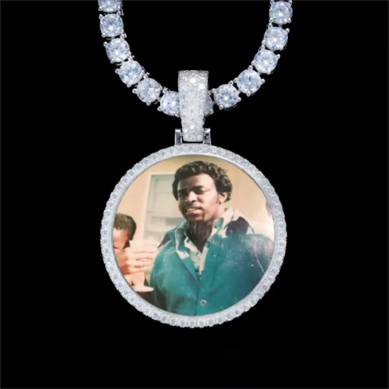 925S & VVS Moissanite 3D Circle Custom Picture Pendant sold by The GUU Shop