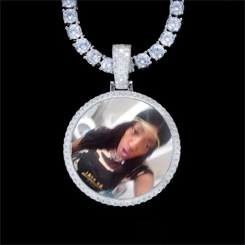 925S & VVS Moissanite 3D Circle Custom Picture Pendant sold by The GUU Shop