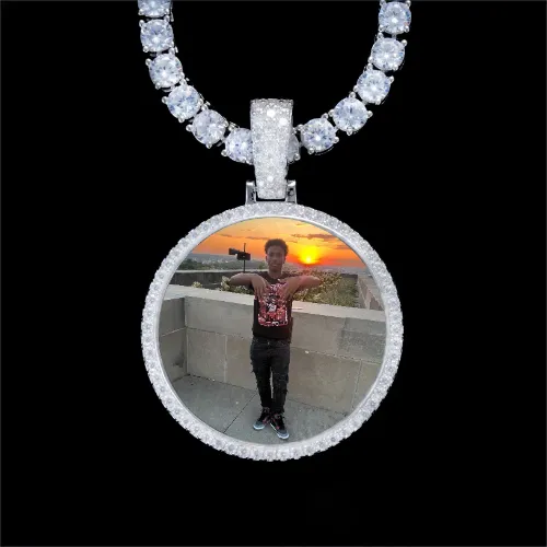 925S & VVS Moissanite 3D Circle Custom Picture Pendant sold by The GUU Shop