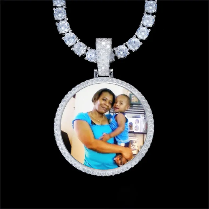 925S & VVS Moissanite 3D Circle Custom Picture Pendant sold by The GUU Shop