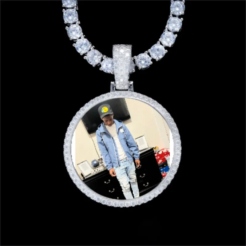 925S & VVS Moissanite 3D Circle Custom Picture Pendant sold by The GUU Shop
