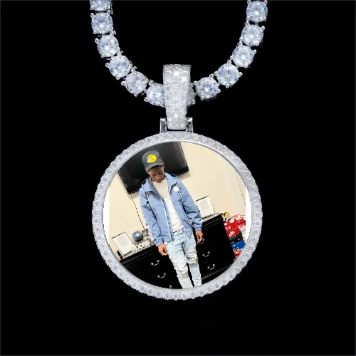 925S & VVS Moissanite 3D Circle Custom Picture Pendant sold by The GUU Shop