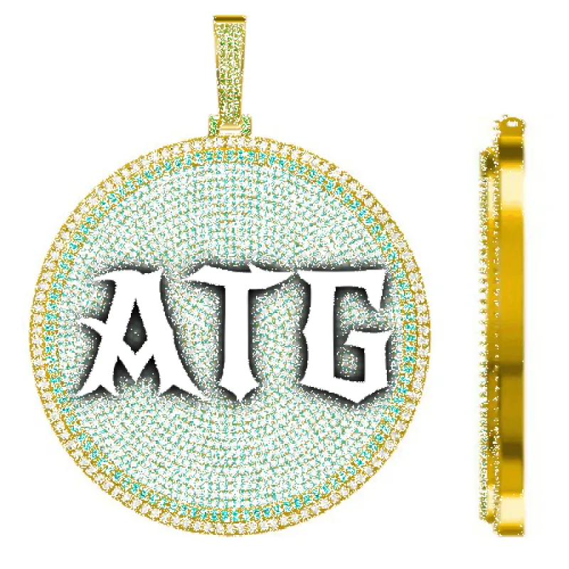 CUSTOM LETTER NECKLACE 3D BIG DISC sold by The GUU Shop