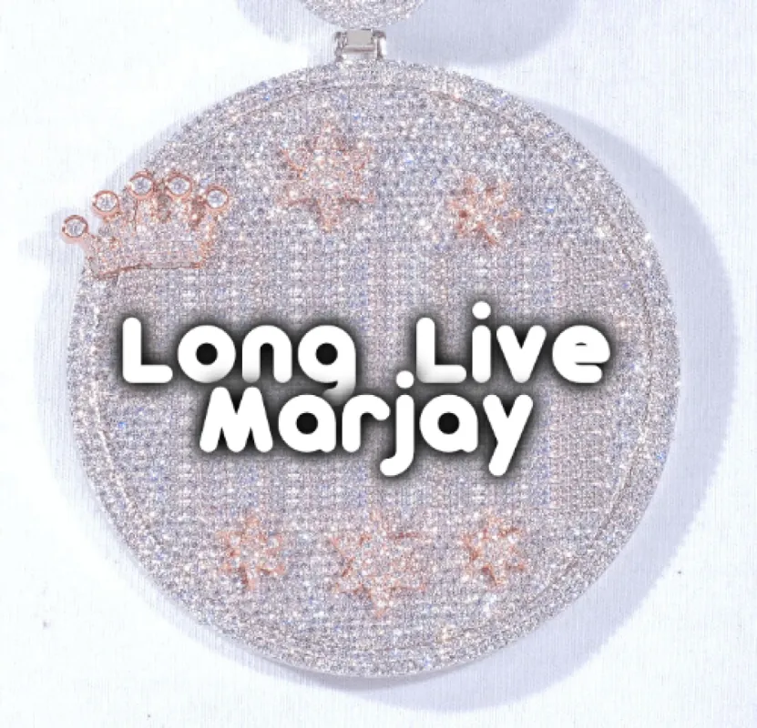 CUSTOM LETTER NECKLACE 3D BIG CROWN DISC sold by The GUU Shop