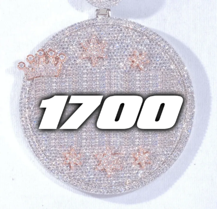 CUSTOM LETTER NECKLACE 3D BIG CROWN DISC sold by The GUU Shop