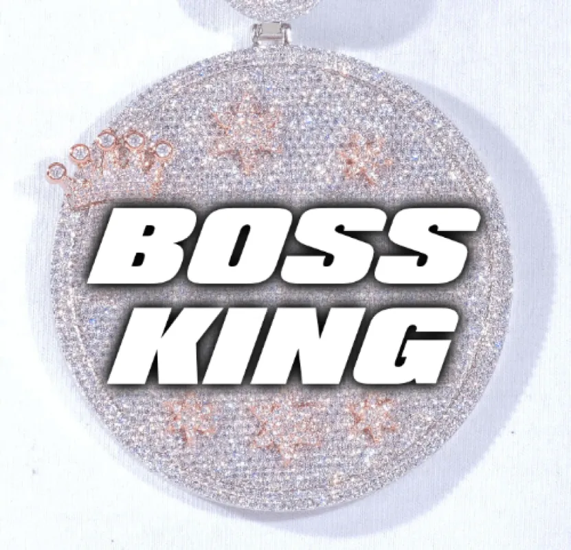 CUSTOM LETTER NECKLACE 3D BIG CROWN DISC sold by The GUU Shop