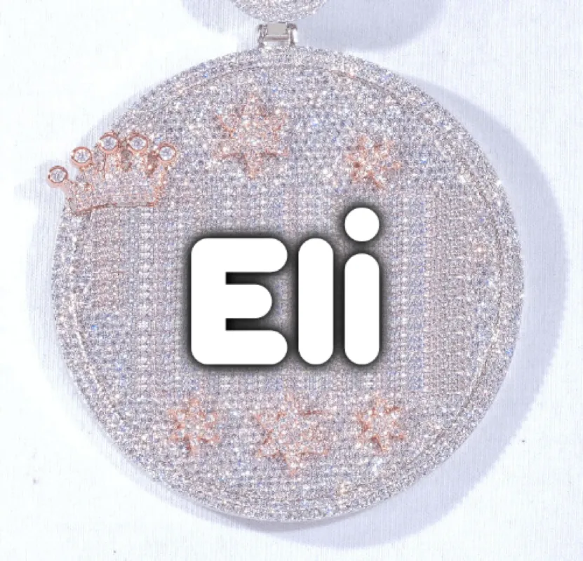 CUSTOM LETTER NECKLACE 3D BIG CROWN DISC sold by The GUU Shop
