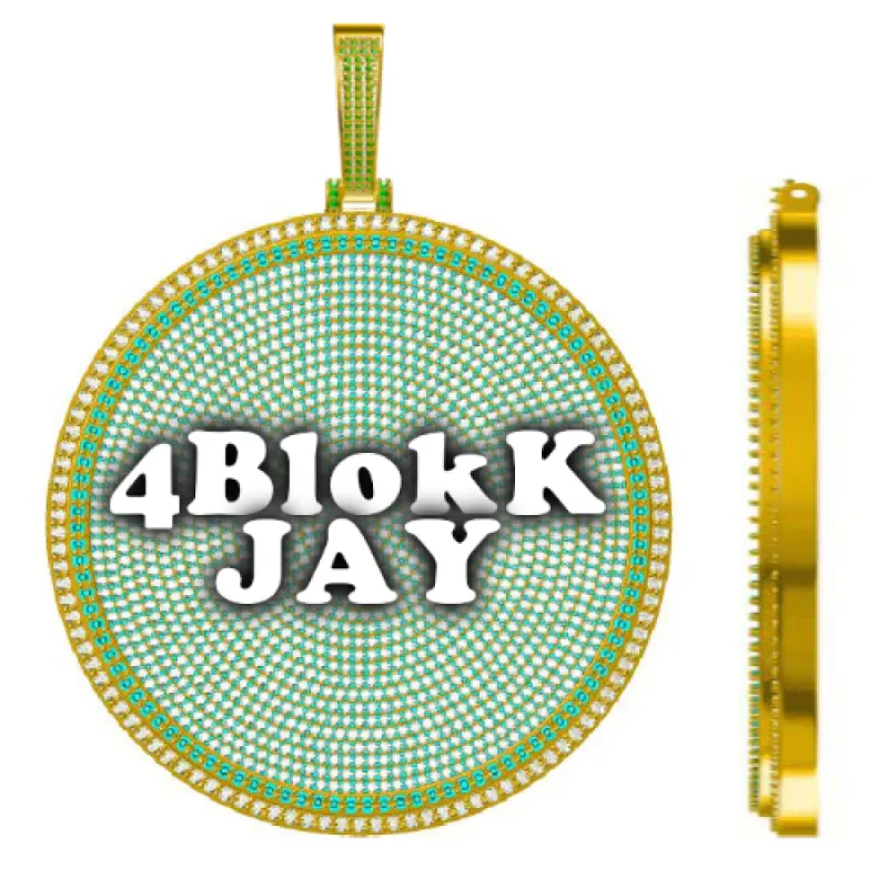 CUSTOM LETTER NECKLACE 3D BIG DISC sold by The GUU Shop