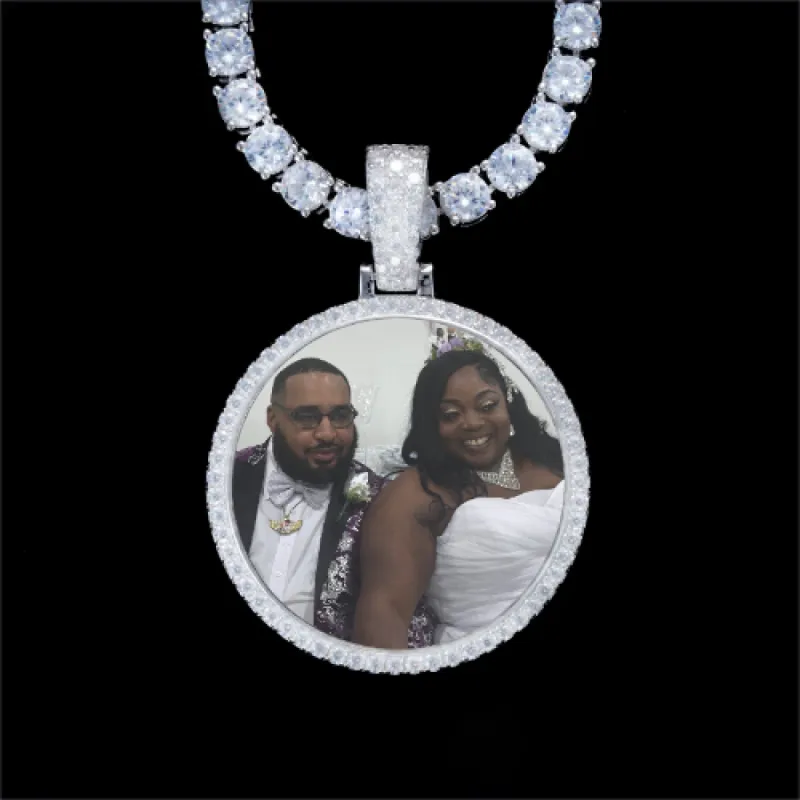 925S & VVS Moissanite 3D Circle Custom Picture Pendant sold by The GUU Shop