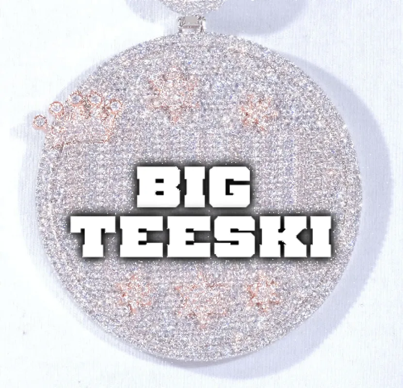 CUSTOM LETTER NECKLACE 3D BIG CROWN DISC sold by The GUU Shop