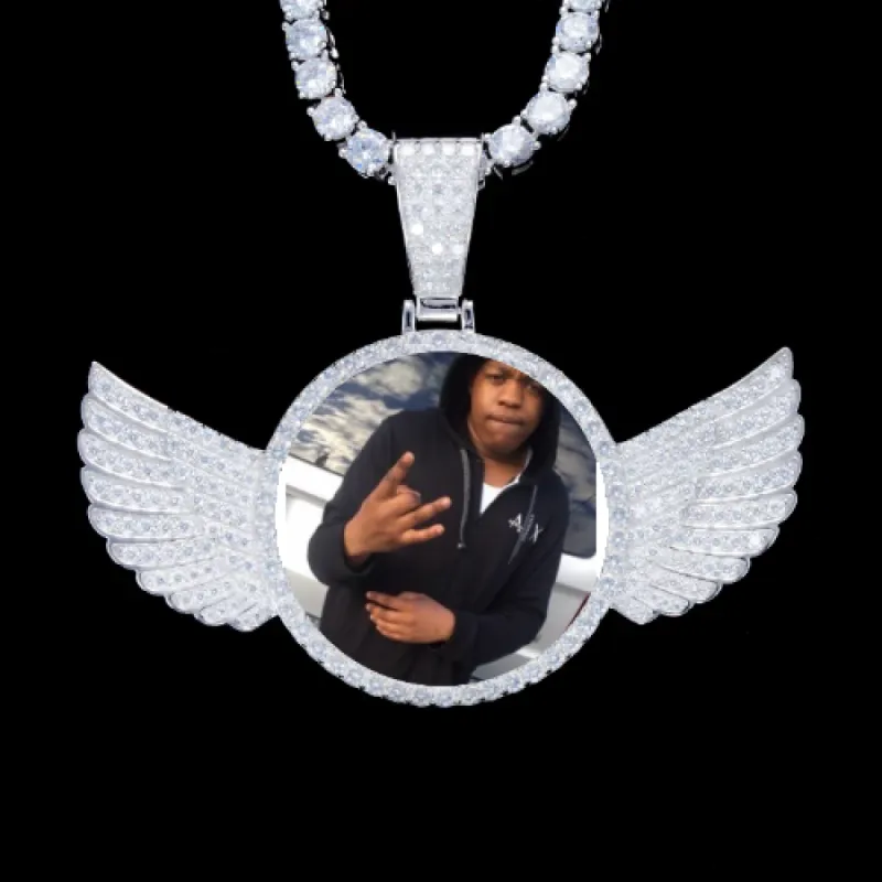 925S & VVS Moissanite 3D Wing Custom Picture Pendant sold by The GUU Shop