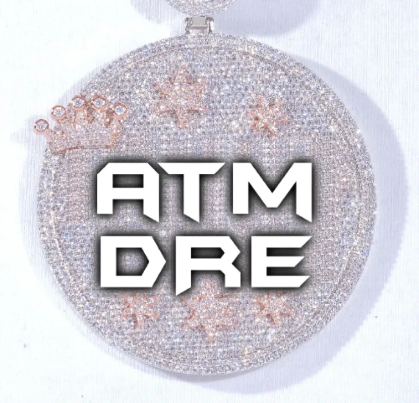 CUSTOM LETTER NECKLACE 3D BIG CROWN DISC sold by The GUU Shop