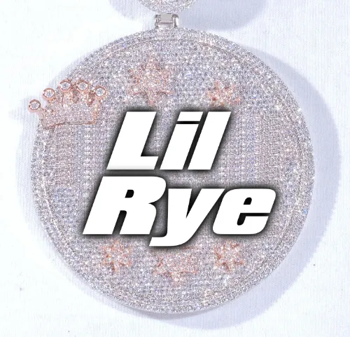 CUSTOM LETTER NECKLACE 3D BIG CROWN DISC sold by The GUU Shop