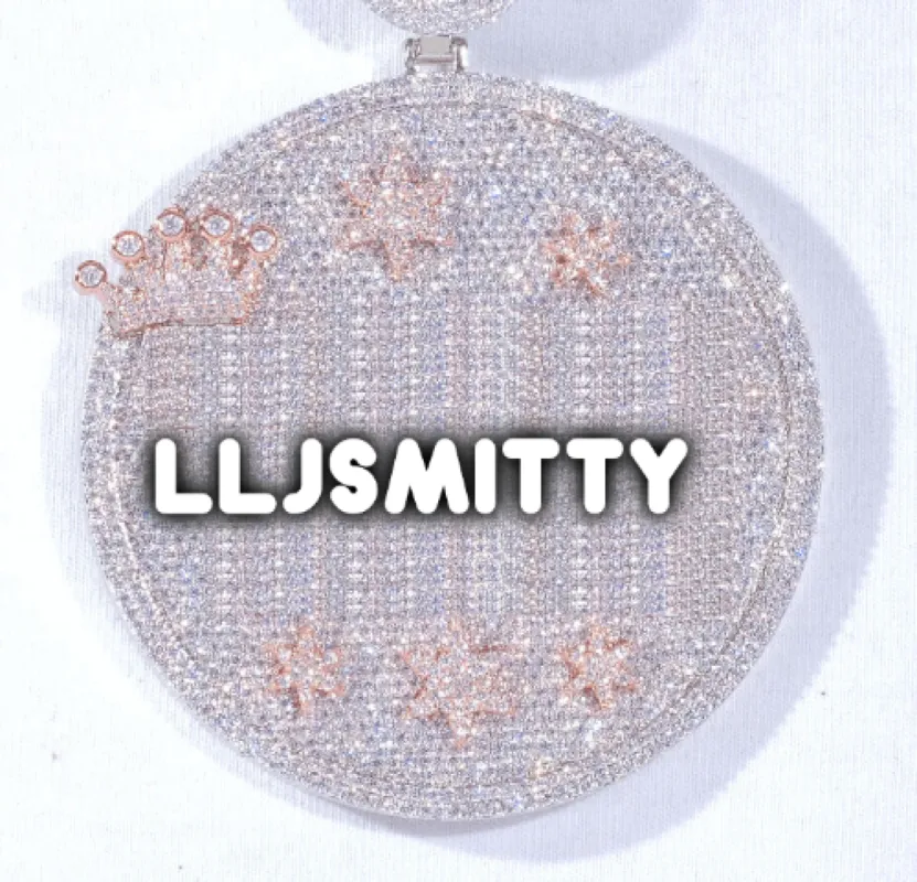 CUSTOM LETTER NECKLACE 3D BIG CROWN DISC sold by The GUU Shop