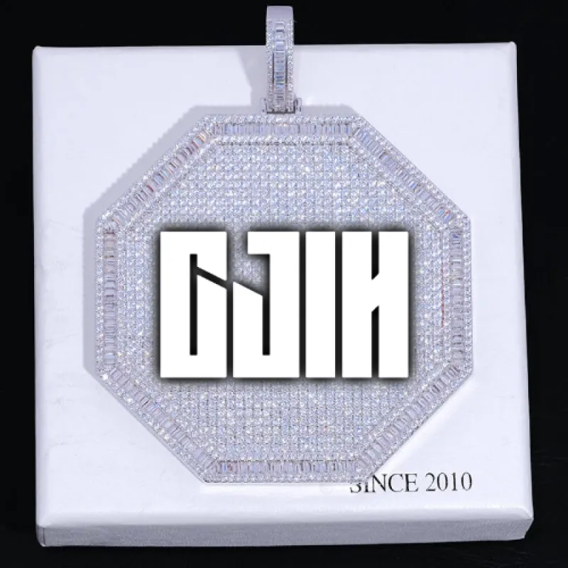 CUSTOM LETTER NECKLACE 3D BIG OCTAGON sold by The GUU Shop