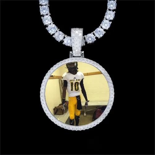 925S & VVS Moissanite 3D Circle Custom Picture Pendant sold by The GUU Shop