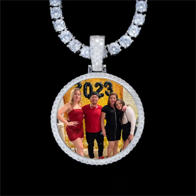 925S & VVS Moissanite 3D Circle Custom Picture Pendant sold by The GUU Shop