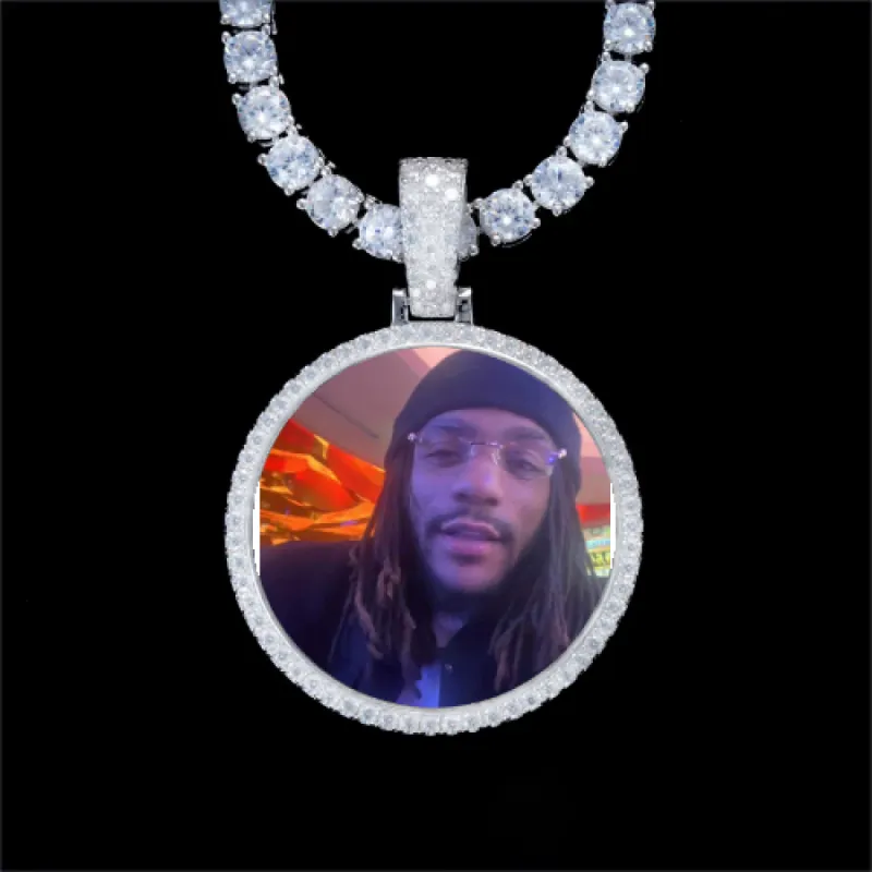 925S & VVS Moissanite 3D Circle Custom Picture Pendant sold by The GUU Shop