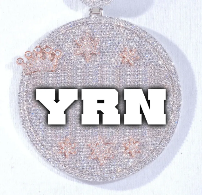 CUSTOM LETTER NECKLACE 3D BIG CROWN DISC sold by The GUU Shop