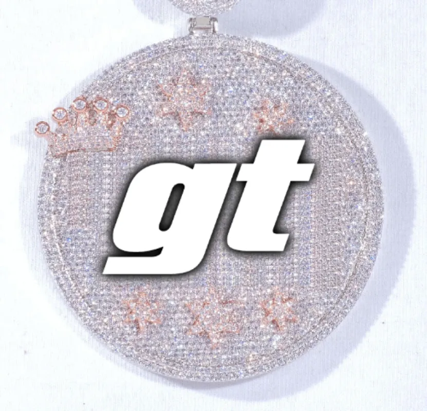 CUSTOM LETTER NECKLACE 3D BIG CROWN DISC sold by The GUU Shop