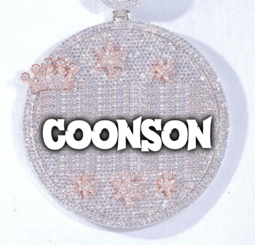 CUSTOM LETTER NECKLACE 3D BIG CROWN DISC sold by The GUU Shop